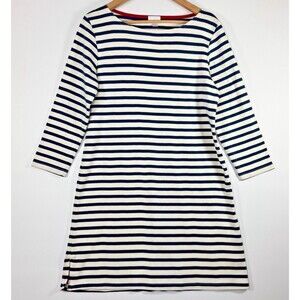 Lake Breton Stripe Dress Women Medium Navy French Blue Supima Cotton Knee Length